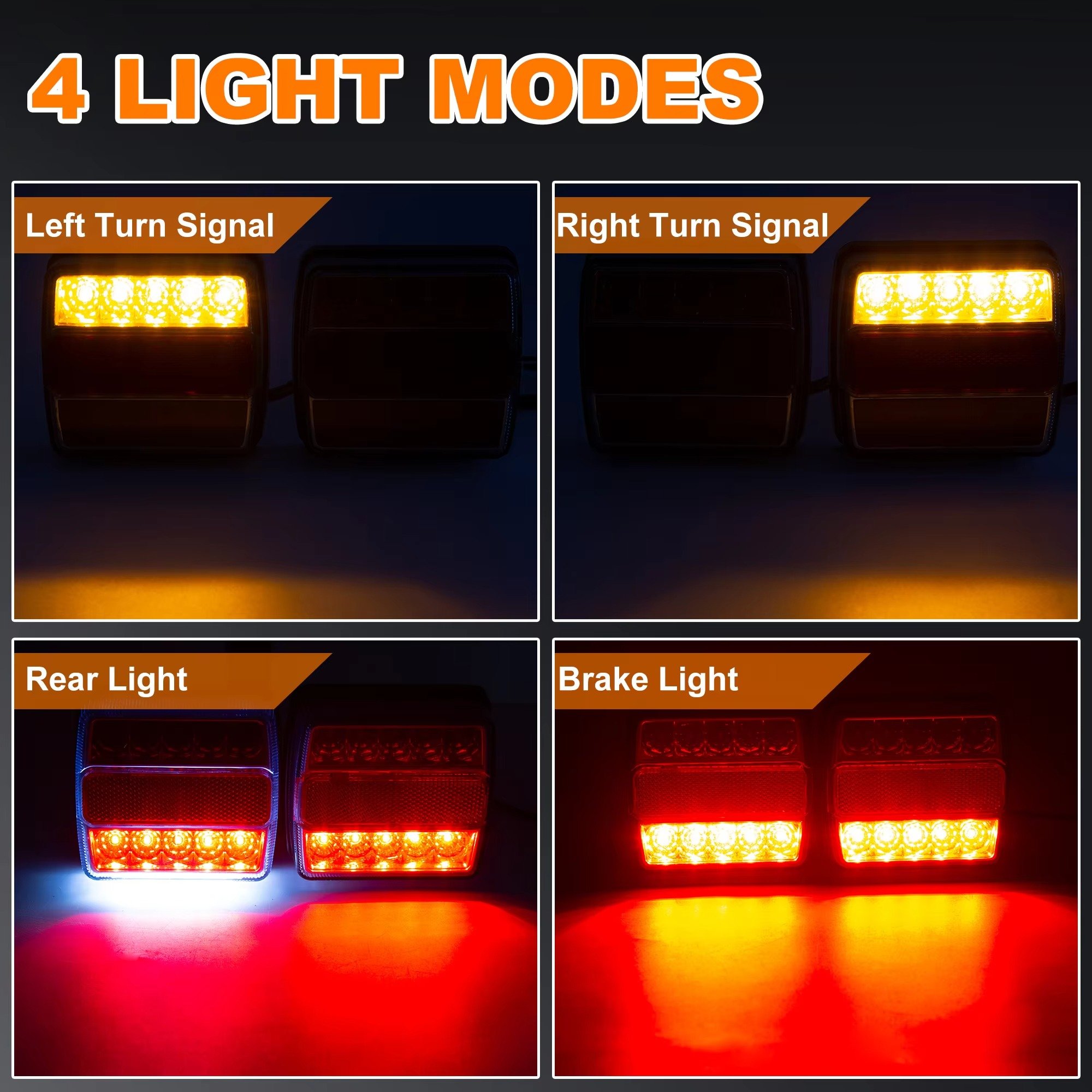 12V 16LED Magnetic LED Trailer Towing Light Kit Turn Signal License Plate Light on RV Pickup Trucks Marine Boats Trailers