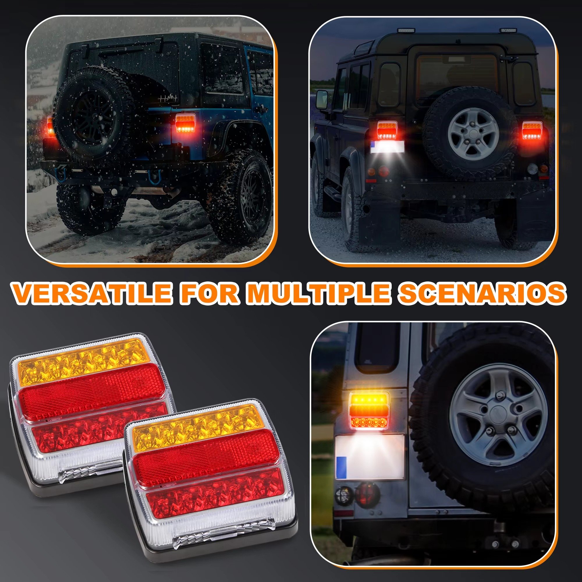 12V 16LED Magnetic LED Trailer Towing Light Kit Turn Signal License Plate Light on RV Pickup Trucks Marine Boats Trailers