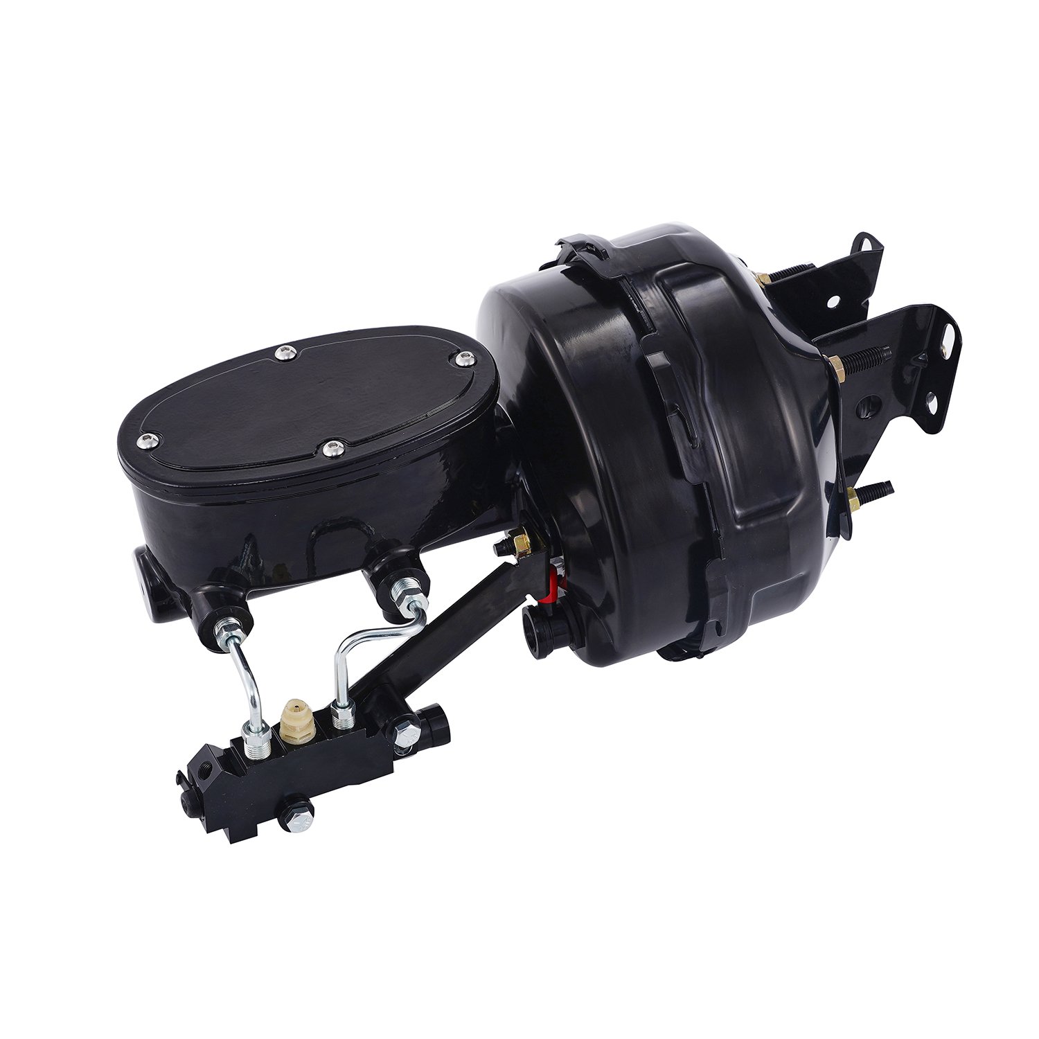 Black 9 inch Dual Power Brake Booster Kit for 1964-72 Chevy Buick Oldsmobile Pontiac Street Rod Master Cylinder