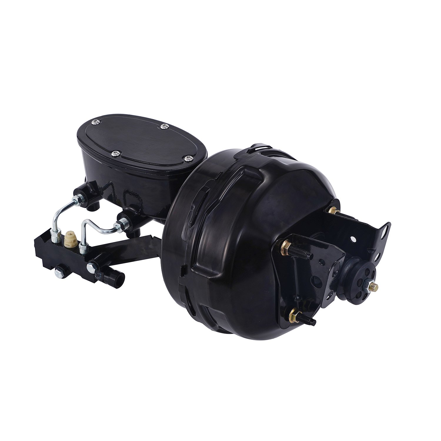 Black 9 inch Dual Power Brake Booster Kit for 1964-72 Chevy Buick Oldsmobile Pontiac Street Rod Master Cylinder
