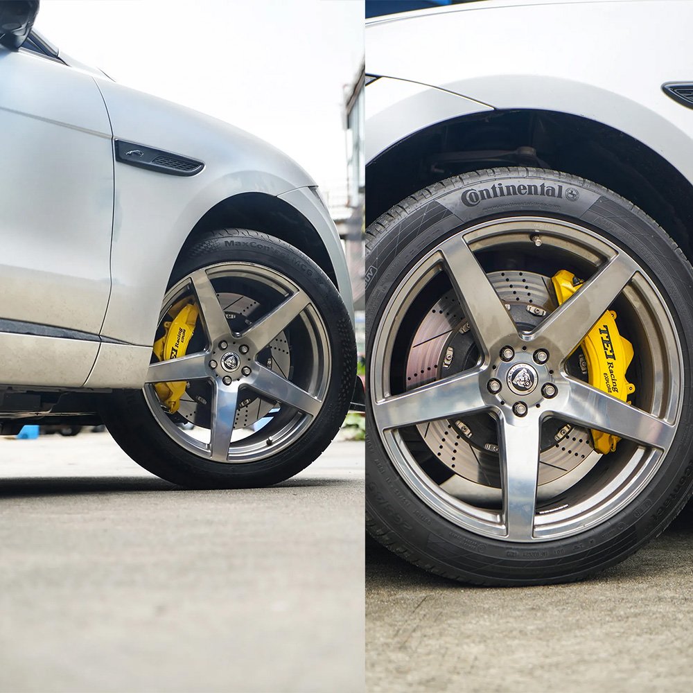Front Big Brake Kit S60-Explore 6 Piston Caliper With 405*34 mm Rotor BBK Auto Brake System for Jaguar F-PACE 21 Inch Car Rim