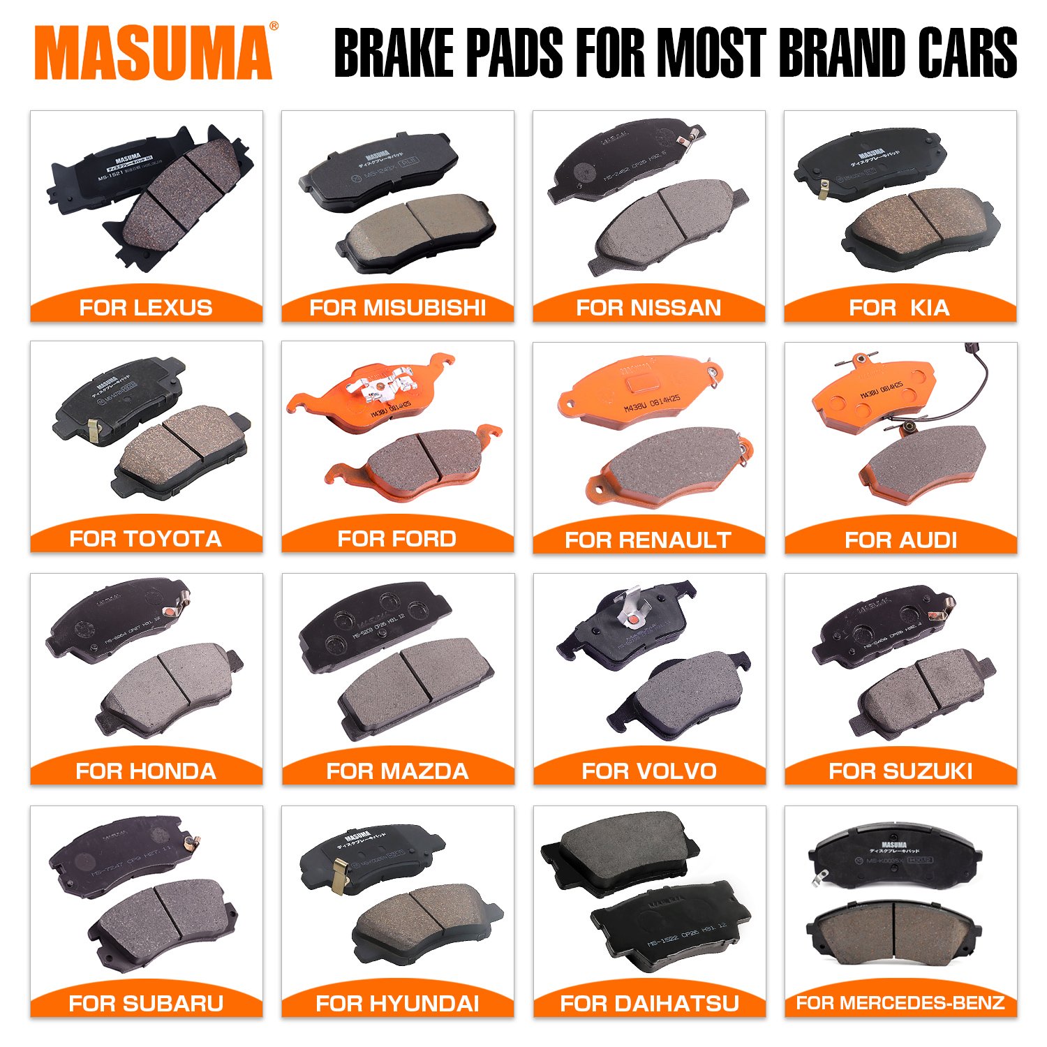 MASUMA MS-8901N Genuine Quality Ceramic Auto Front Brake Pads for ACCORD HONDA 45022-TL0-G50 45022-TL0-G51
