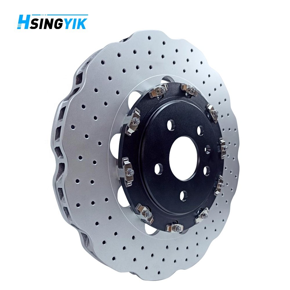 Hsingyik Performance Wavy Design Coated Perforated Floating Bolt Disc Front Brake Rotor for Audi A3 Rs3 8V 2016 8V0615301R