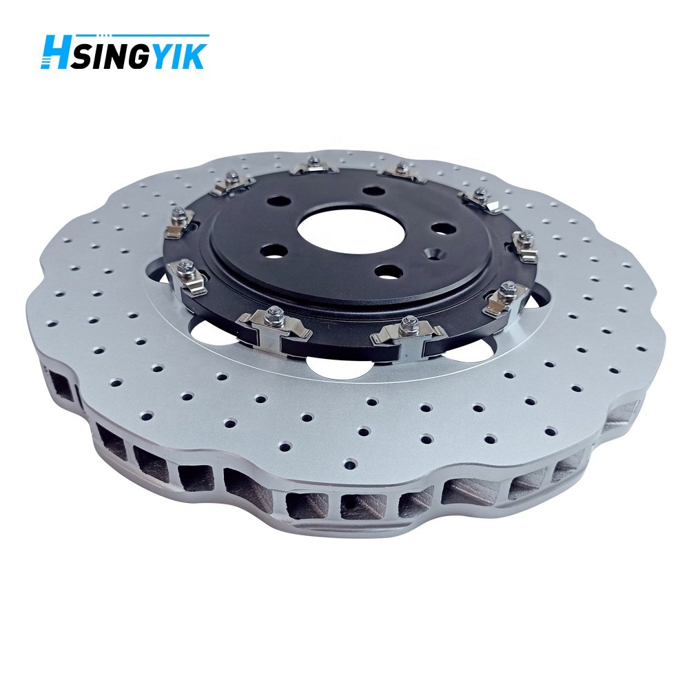 Hsingyik Performance Wavy Design Coated Perforated Floating Bolt Disc Front Brake Rotor for Audi A3 Rs3 8V 2016 8V0615301R