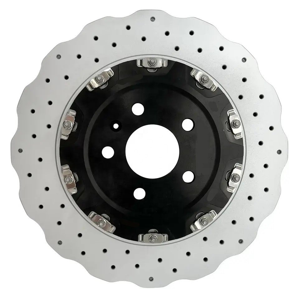 Front 369*34mm Performance Wavy Design Coated Perforated Floating Bolt Disc Brake Rotor 8V0615301R for Audi A3 Rs3