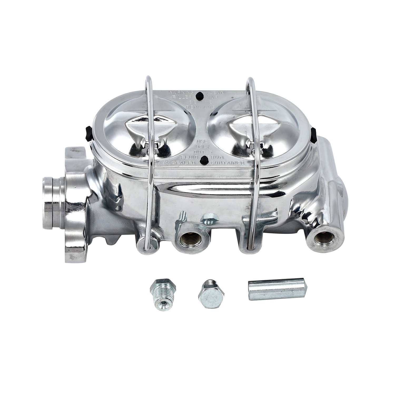 Universal W/1" Bore Chrome Aluminum Brake Bail Top Master Cylinder 4 Port for GM Street Rod
