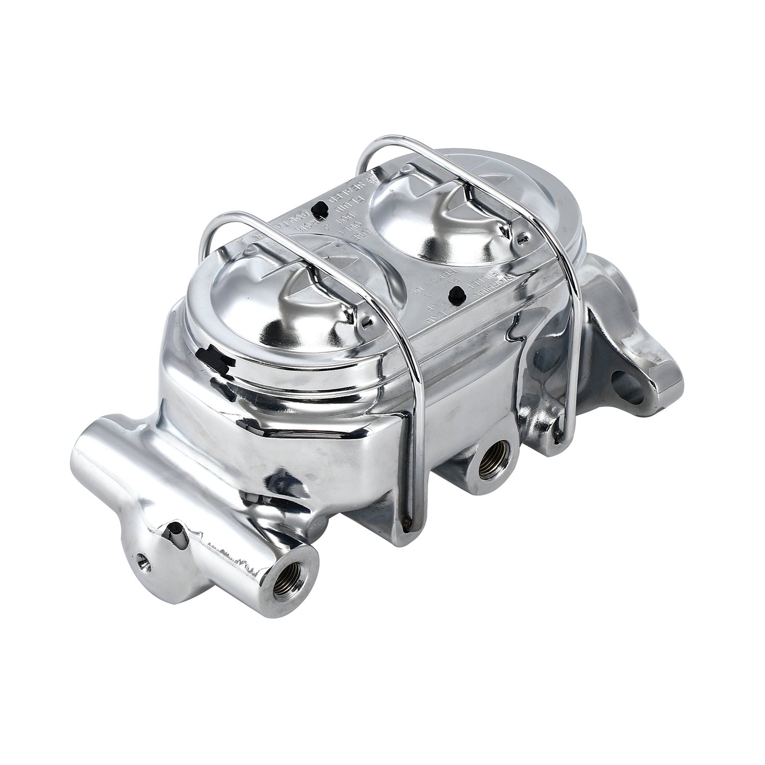 Universal W/1" Bore Chrome Aluminum Brake Bail Top Master Cylinder 4 Port for GM Street Rod
