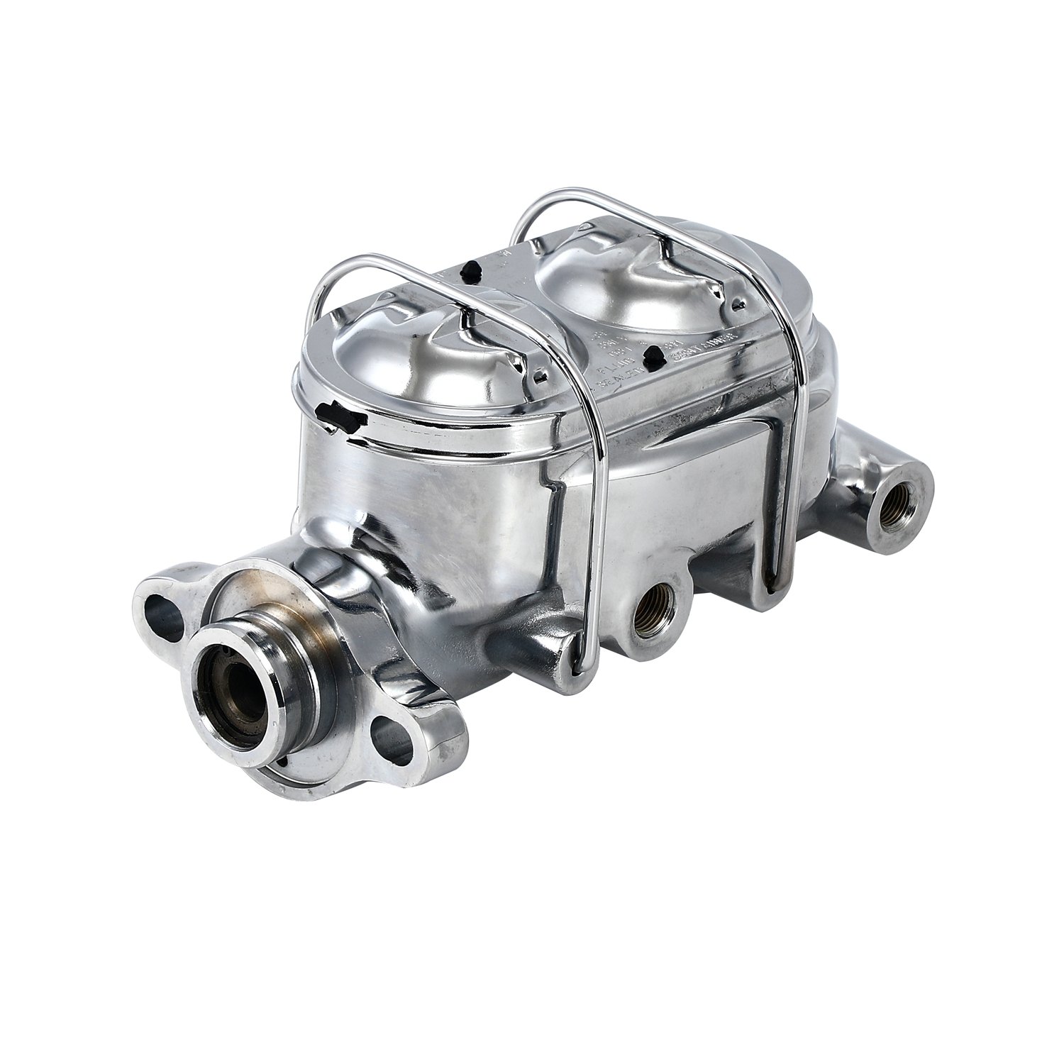 Universal W/1" Bore Chrome Aluminum Brake Bail Top Master Cylinder 4 Port for GM Street Rod
