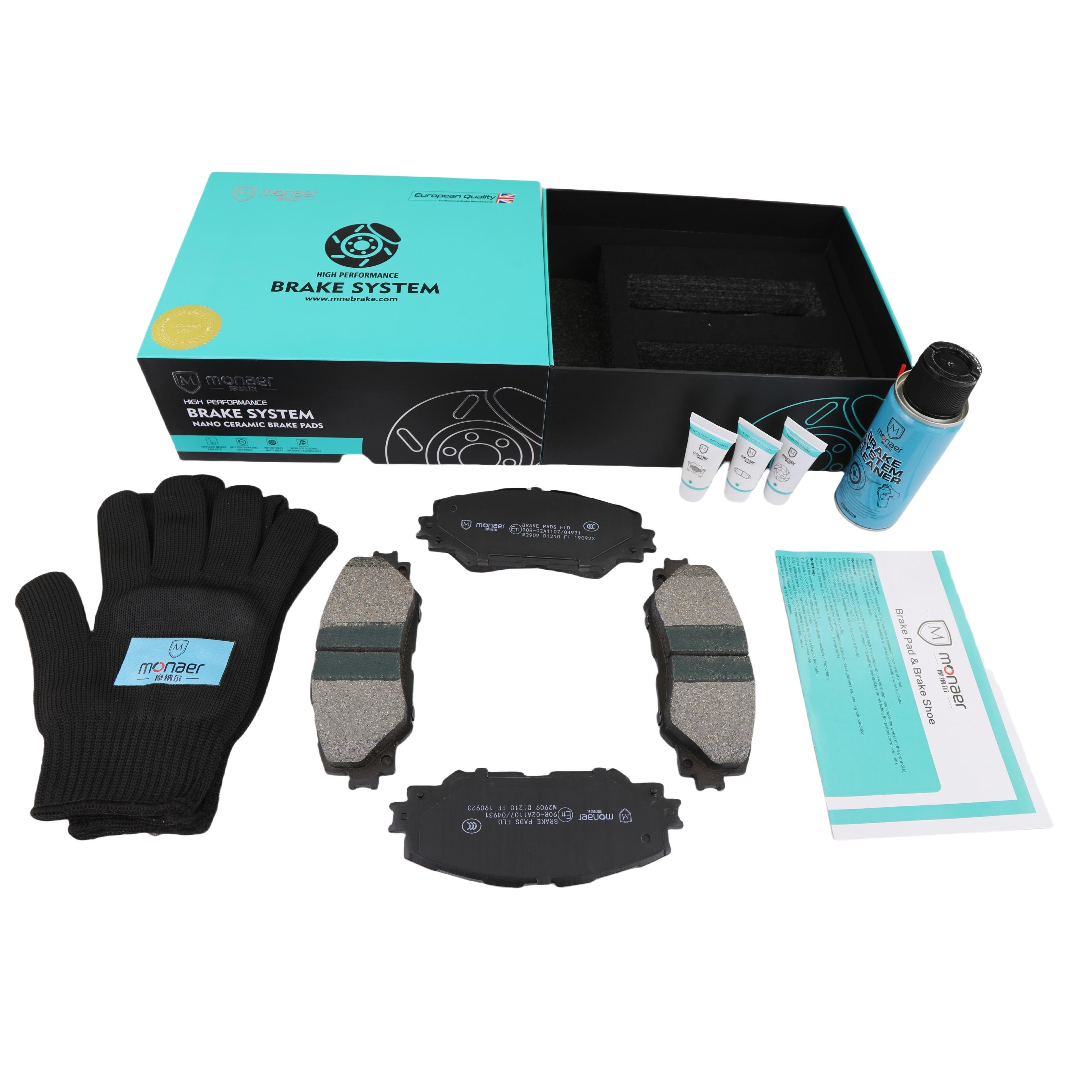 Monaer M2909/D1210 Hot Selling Commercial Factory Noiseless Braking Sensitive Fairly Long Life ToyoTa High Power Brake Pads