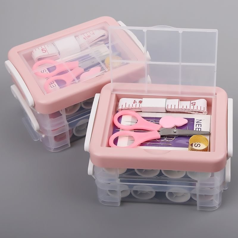 Wholesale Portable Mini Travel Sewing Kit Transparent Plastic Hotel & Home Extension Case Perfect Gift for Adults DIY Embroidery