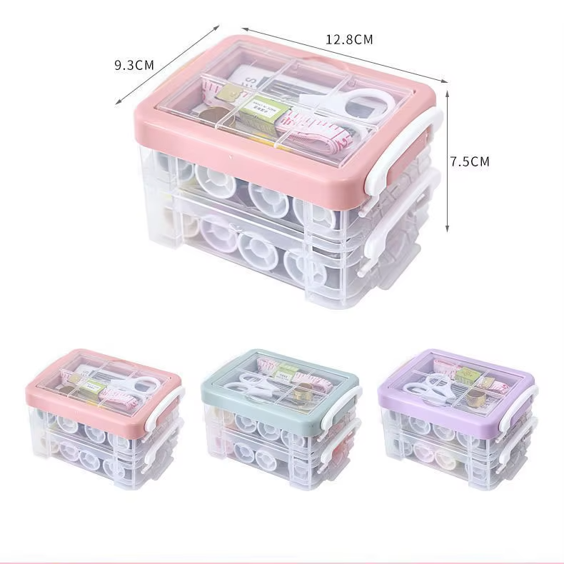 Wholesale Portable Mini Travel Sewing Kit Transparent Plastic Hotel & Home Extension Case Perfect Gift for Adults DIY Embroidery