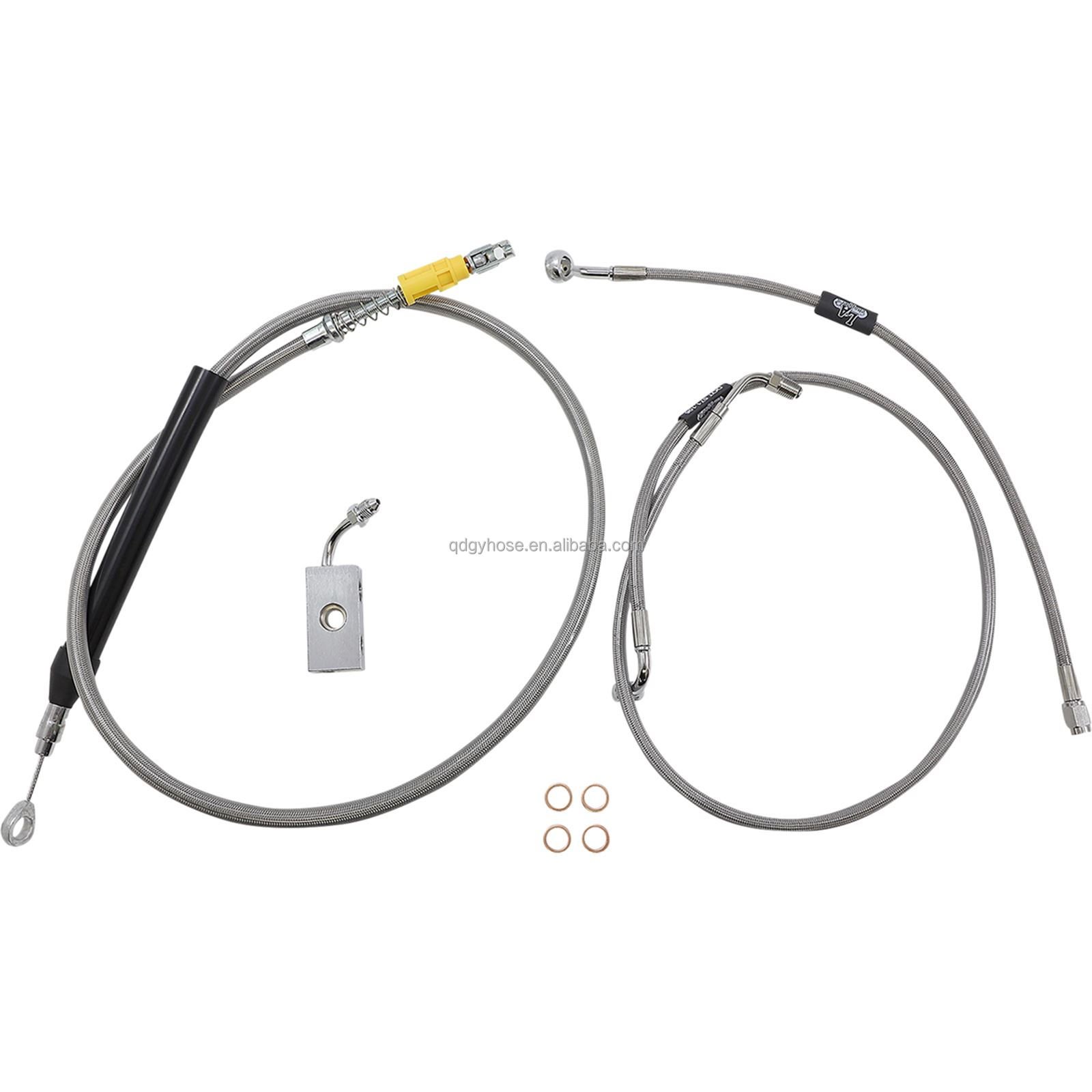DOT FMVSS-106 XR Stainless Dyna -3AN Chrome ConnectionS ABS PTFE Handlebar Brake Cable Line Kit for Harley Motorcycle