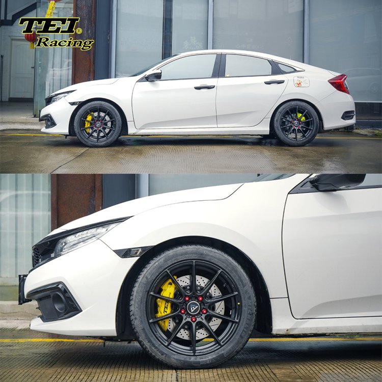 P40NS Front Big Brake Kit 4 Piston Caliper with 330*28 mm Rotor BBK Auto Brake System for Honda Civic FC 17 Inch Car Rim