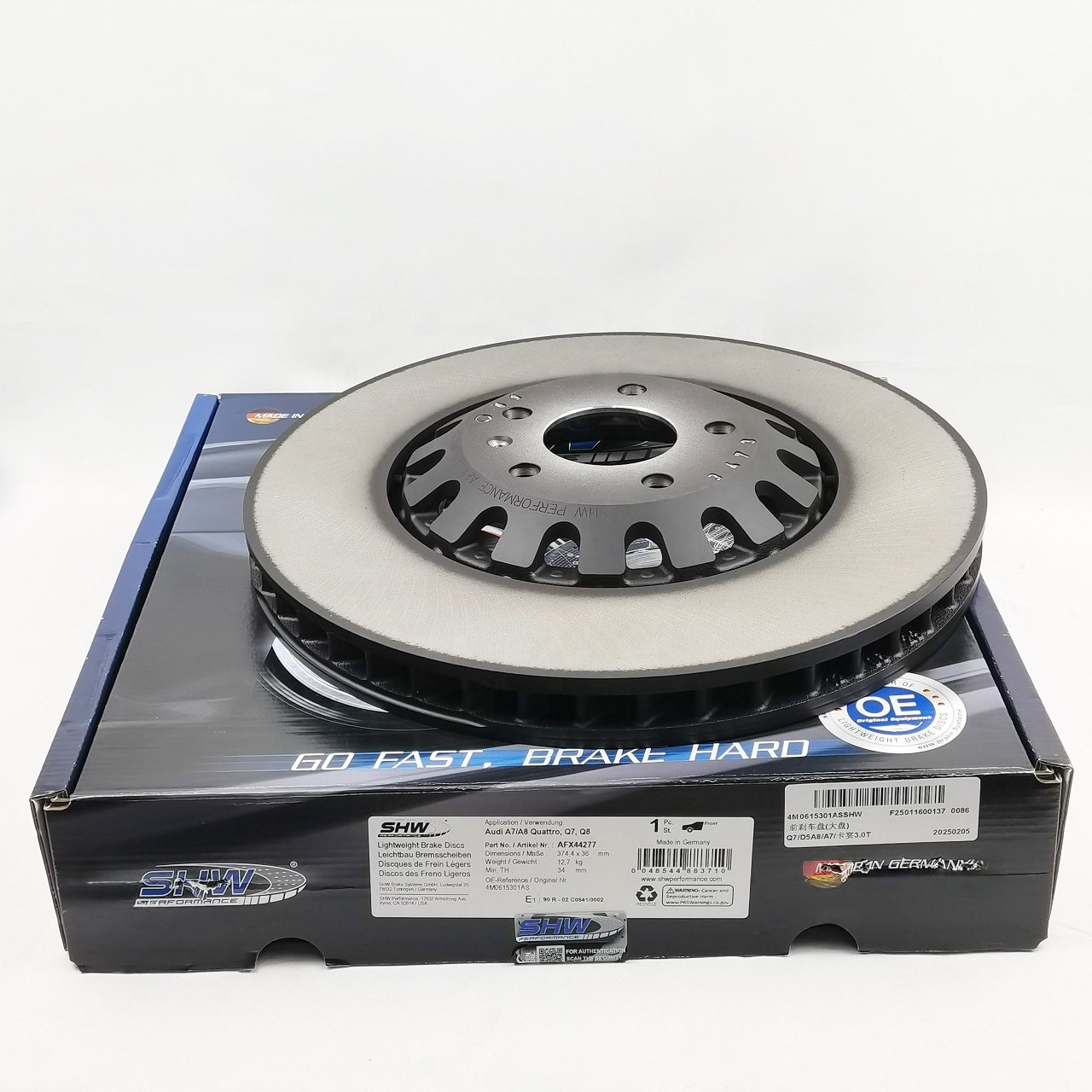 Genuine New 4M0615301AS Smooth Lightweight Brake Disc for Audi Q7 Q8 D5A8 A7 3.0T for SHW Front Brake Disc