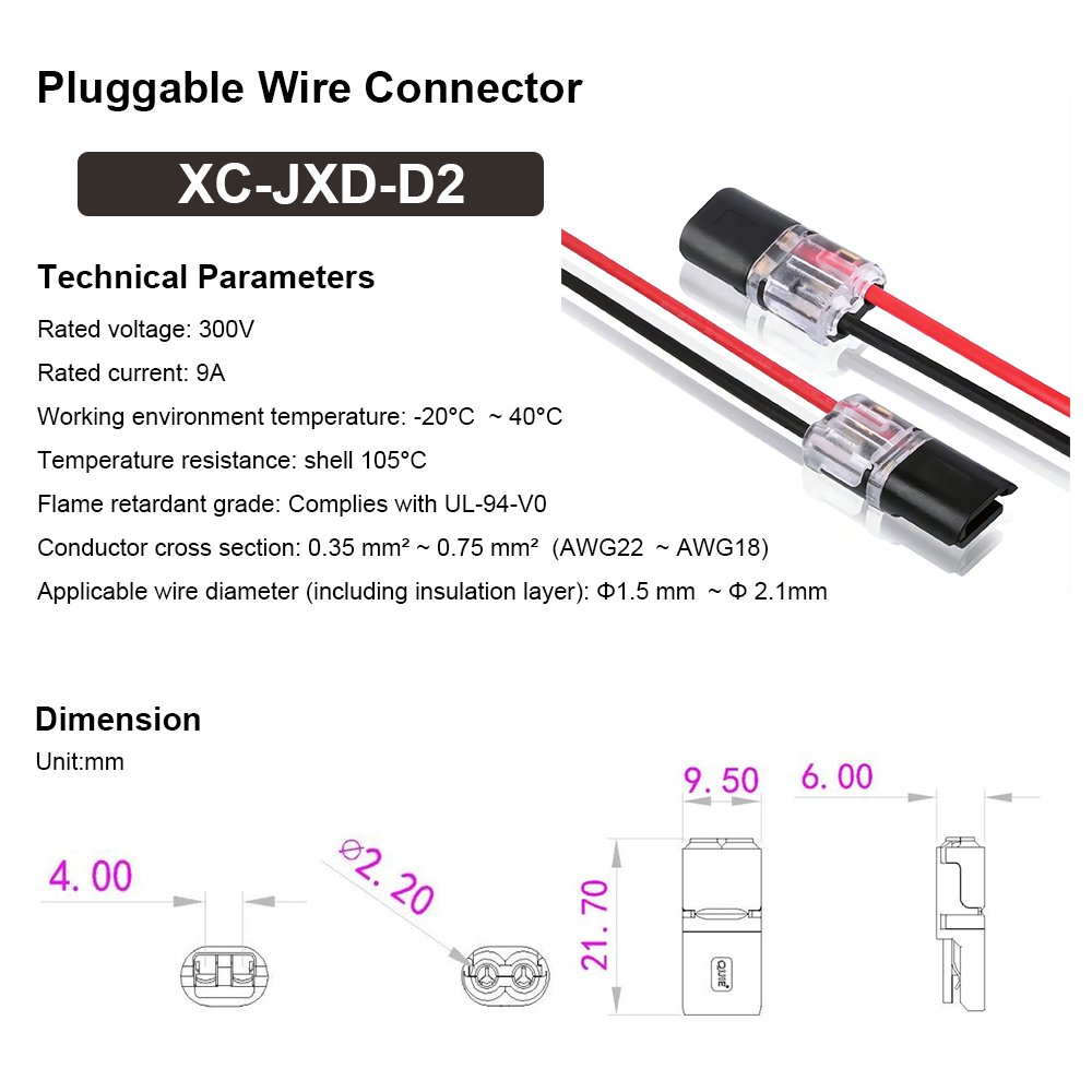 Stripping-free Soldering-free 1Pin 2pin 3Pin Pluggable Wire Cable Quick Splice Connector for Car GPS Direction Light Brake Light