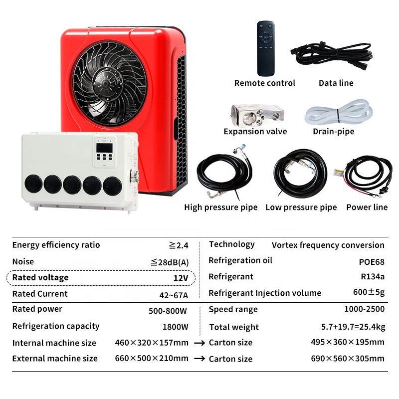 12V Split Air Conditioning System for Cars Trucks & Campers 24V Roof-Mounted Electric AC Pure RV Air Conditioner Parking Roofs