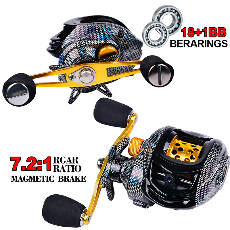 Newbility 3+7 Fishing Scroll Ultra Light Fishing Reel 18+1BB 10 kg Drag Magnetic Break 7.2:1 Gear Bait