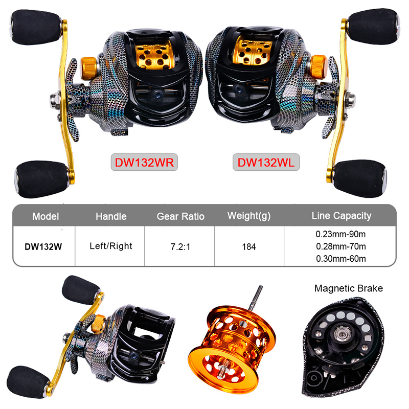 Newbility 3+7 Fishing Scroll Ultra Light Fishing Reel 18+1BB 10 kg Drag Magnetic Break 7.2:1 Gear Bait