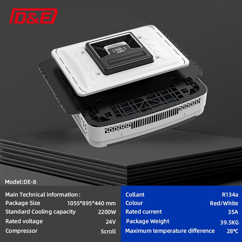 2025 White Style Dual Fan Parking Air Conditioner DC12V 24V Suit for Truck RV Camper Tractor Excavator DE-8 Item
