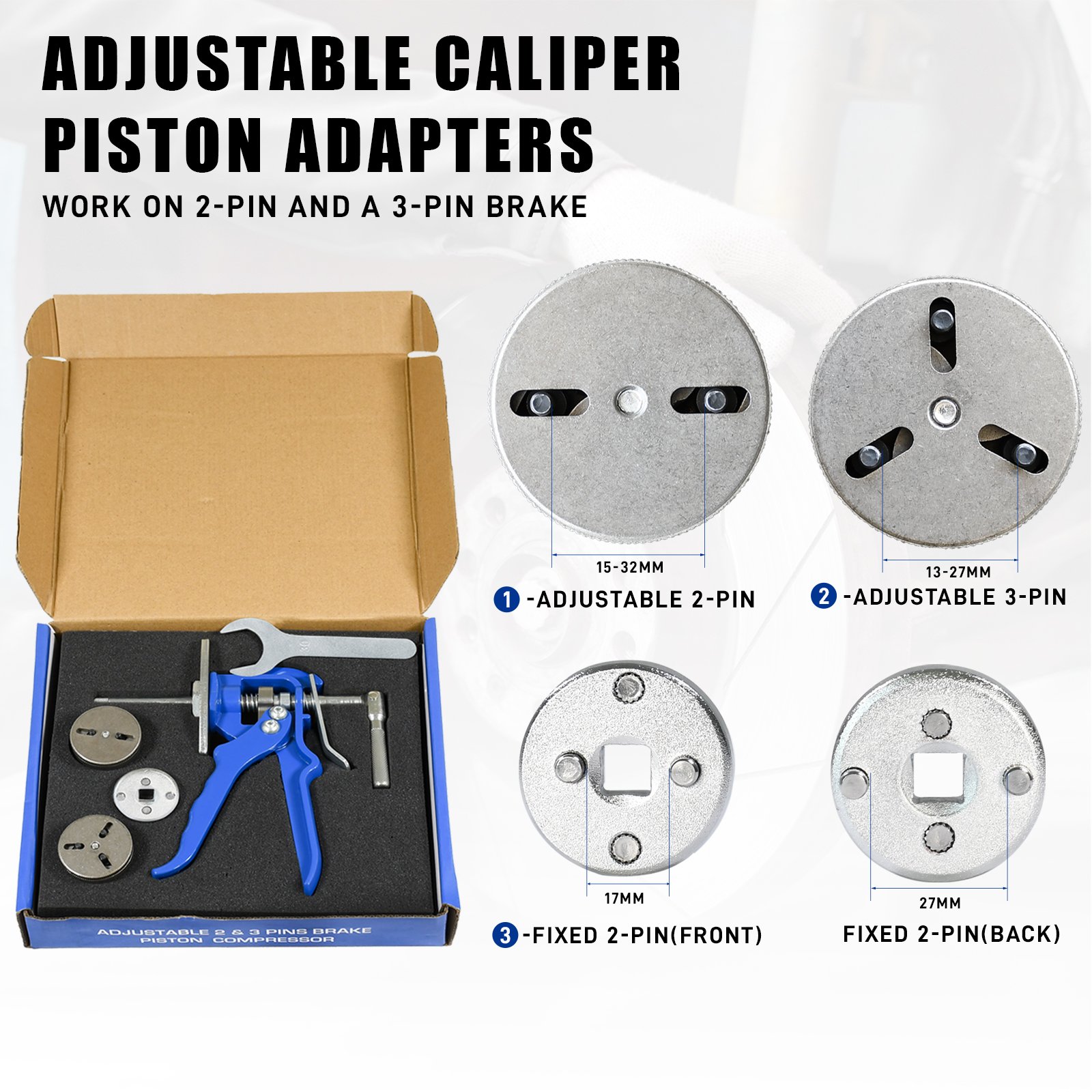 Sunbright Brake Caliper Piston Rewind Tool - Single Discs Rear Brake Kit, Combines Adjustment & Compression for Smooth Brakes