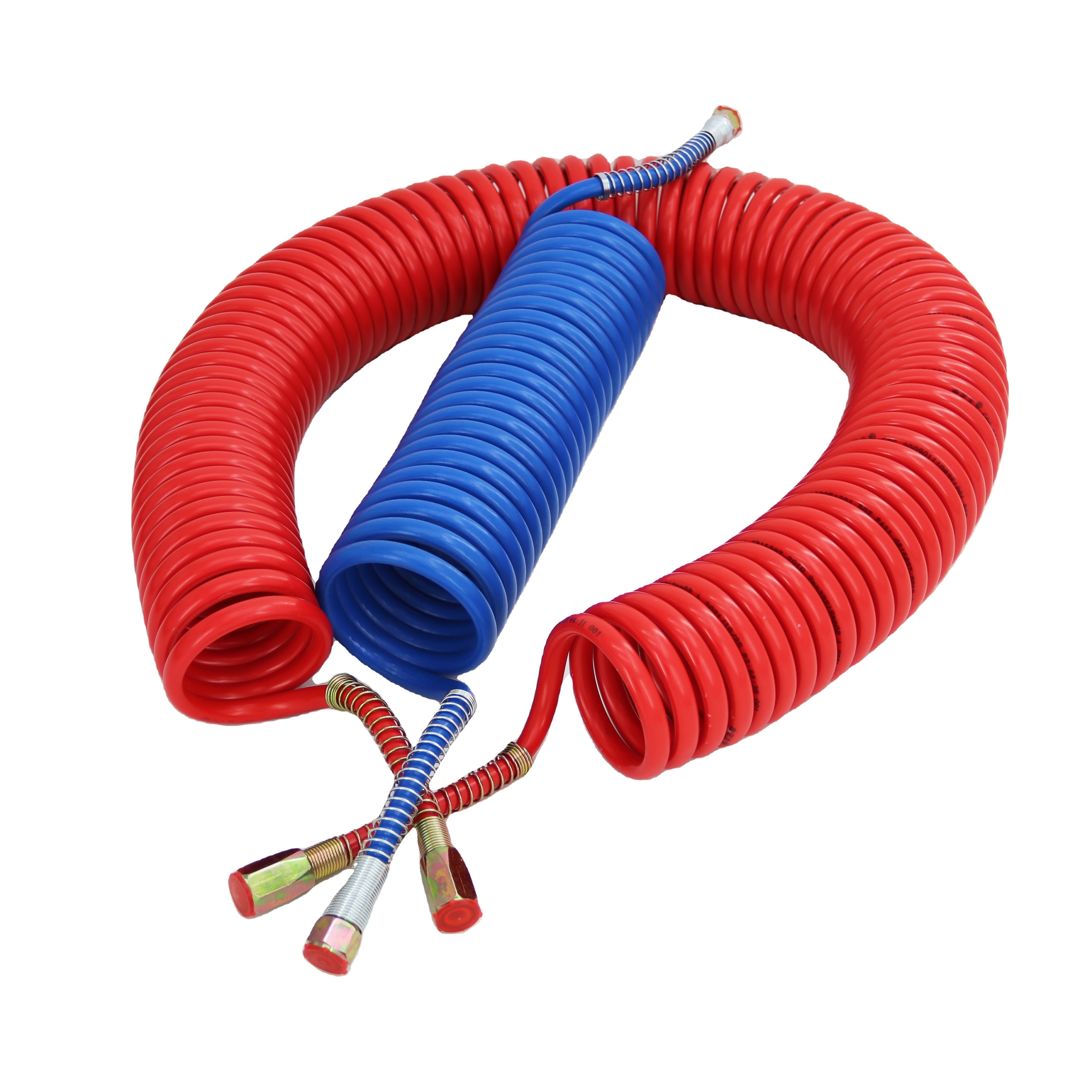 HJYAJZT Brand Manufacturer High Pressure Red Blue PA Spring Pneumatic Tube Flexible Spiral Trailer Truck Air Brake Hose Kit
