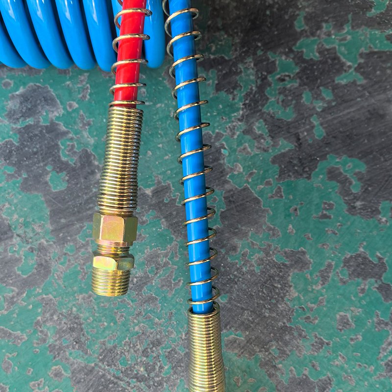15 Ft W/12 in and 40 in Leads Blue and Red Coiled Air Hoses for Semi Truck Tractor Trailer