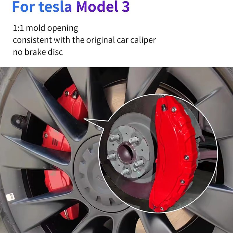 2024 Sports-Style Car Accessories Front and Rear Brake Caliper Covers for Tesla Model 3 & Model Y 4 PCS Bumper Type