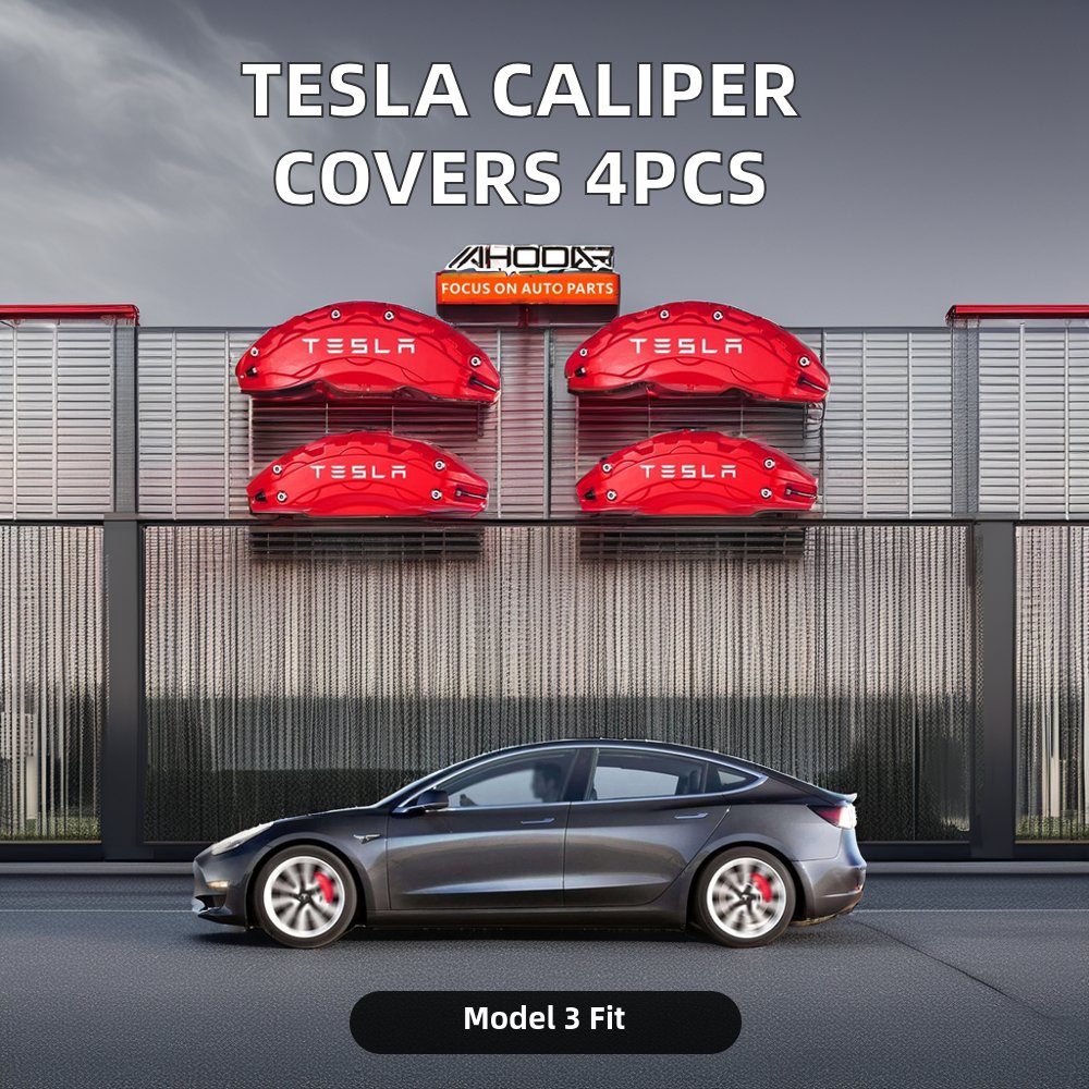 2024 Sports-Style Car Accessories Front and Rear Brake Caliper Covers for Tesla Model 3 & Model Y 4 PCS Bumper Type