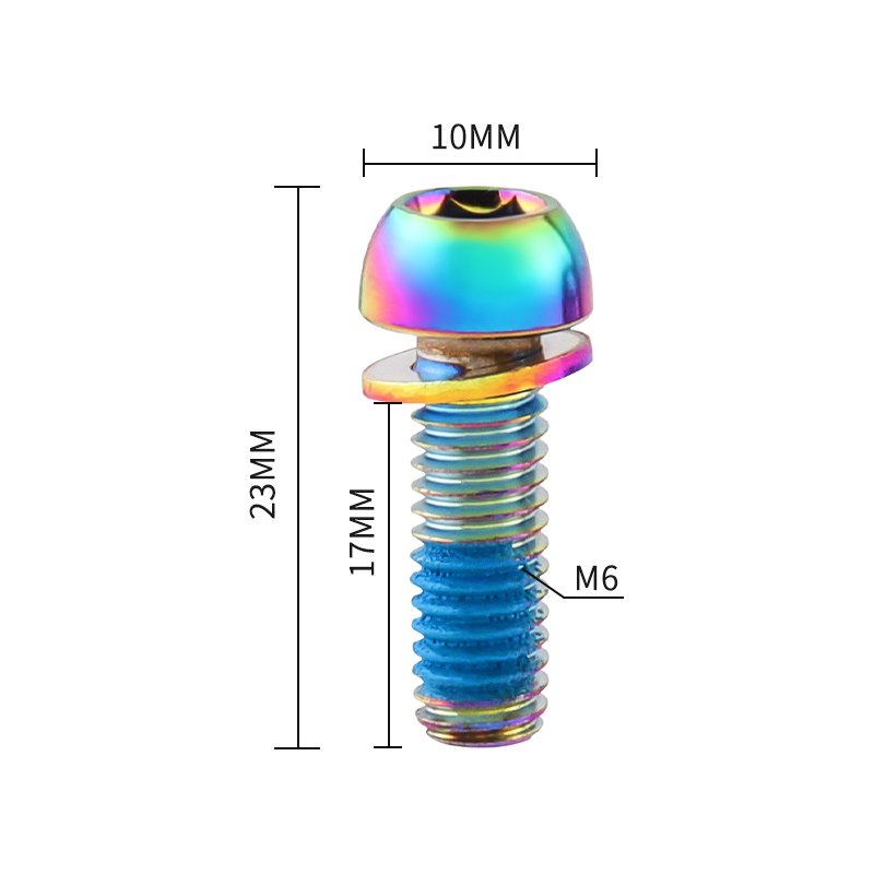 MUQZI M6x17mm Bike Disc Brake Caliper Screws Crank Arm Taper Head Bolt MTB Stem Rainbow Screw
