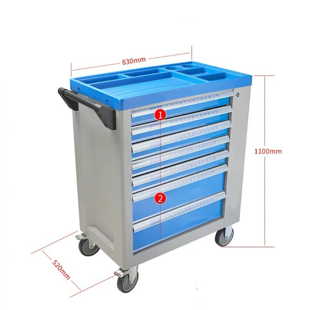 7-Drawer Professional Mechanic Tool Cart 396PCs, 1/2" Impact Sockets & Brake Caliper Tools, CE Certified for Auto Repair Shops