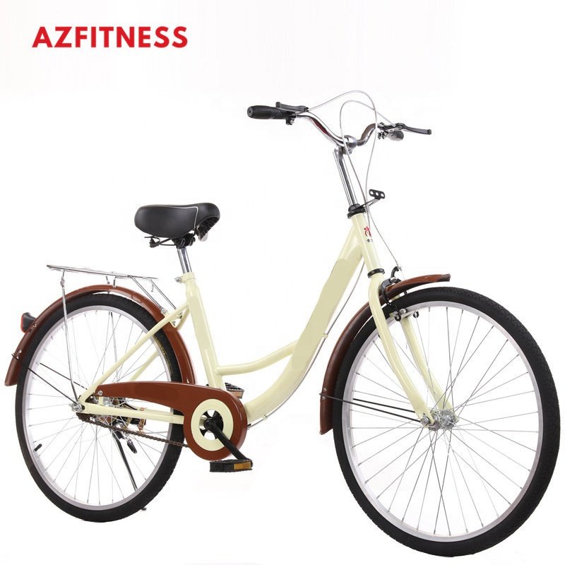 26 Inch Single Speed Sports Green Life Classic Touring Retro Adult Ladies Aluminium Bicycle City Bike With Basket