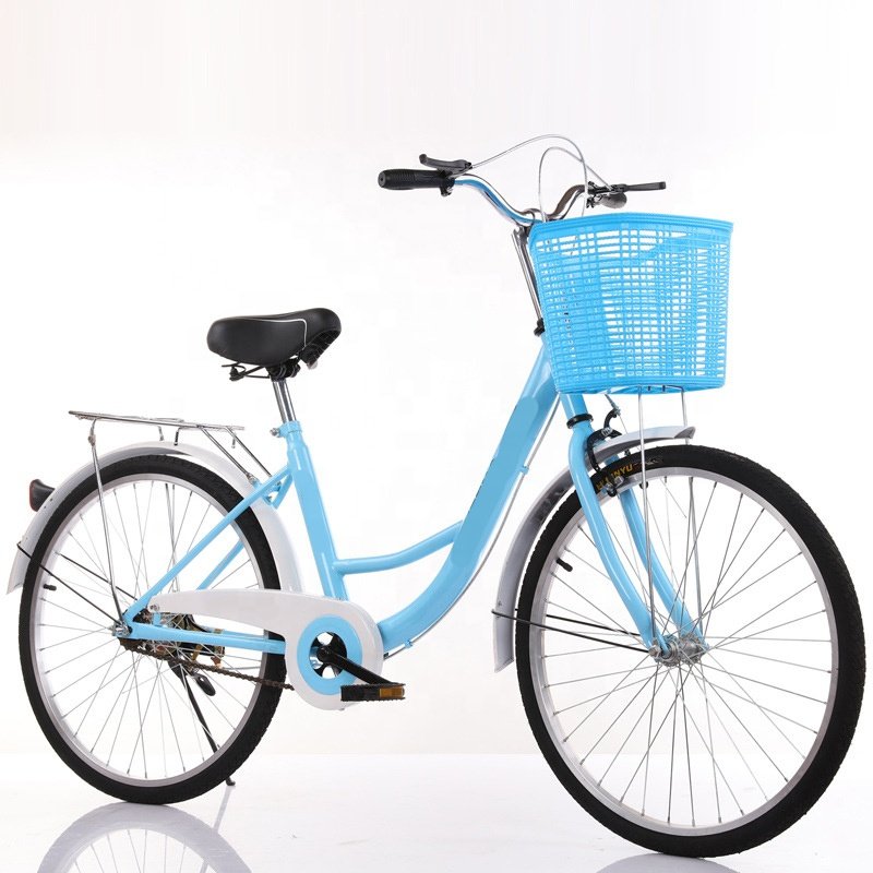 26 Inch Single Speed Sports Green Life Classic Touring Retro Adult Ladies Aluminium Bicycle City Bike With Basket