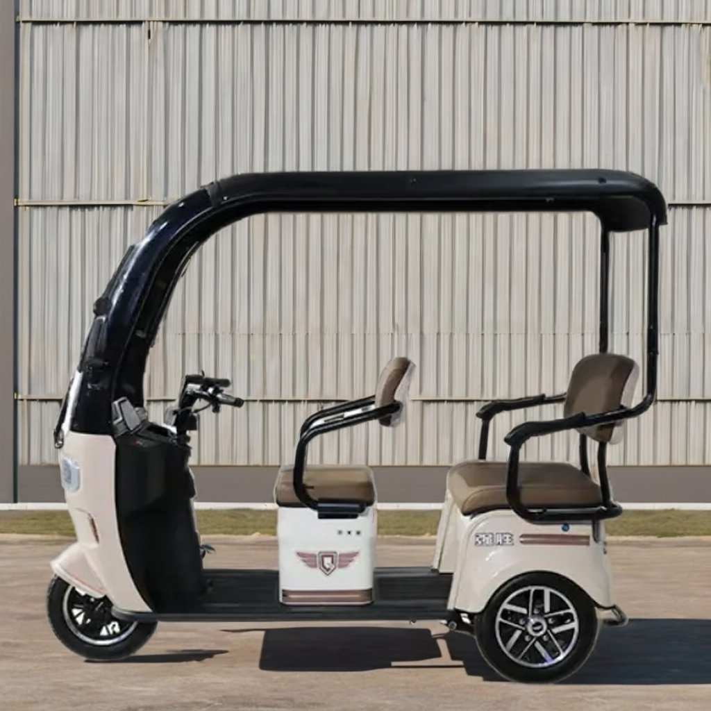 QSD Popular 500W Green Energy Electric Tricycle 48V 3-Wheel Double Rear Drum Brake Steel Roof Open E Trike