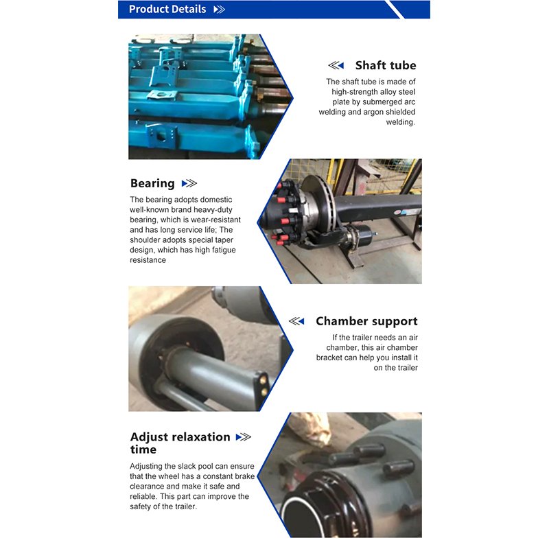 High Quality Semi Trailer Parts 13t American Type Hydraulic Tractor Torsion Semi Trailer Brake Drum Axle