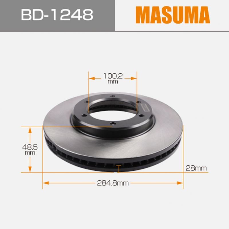 BD-1248 MASUMA Hot Sale Auto Brake Disc 43512-26130 for TOYOTA HIACE LH108L RCH18L KCH16W