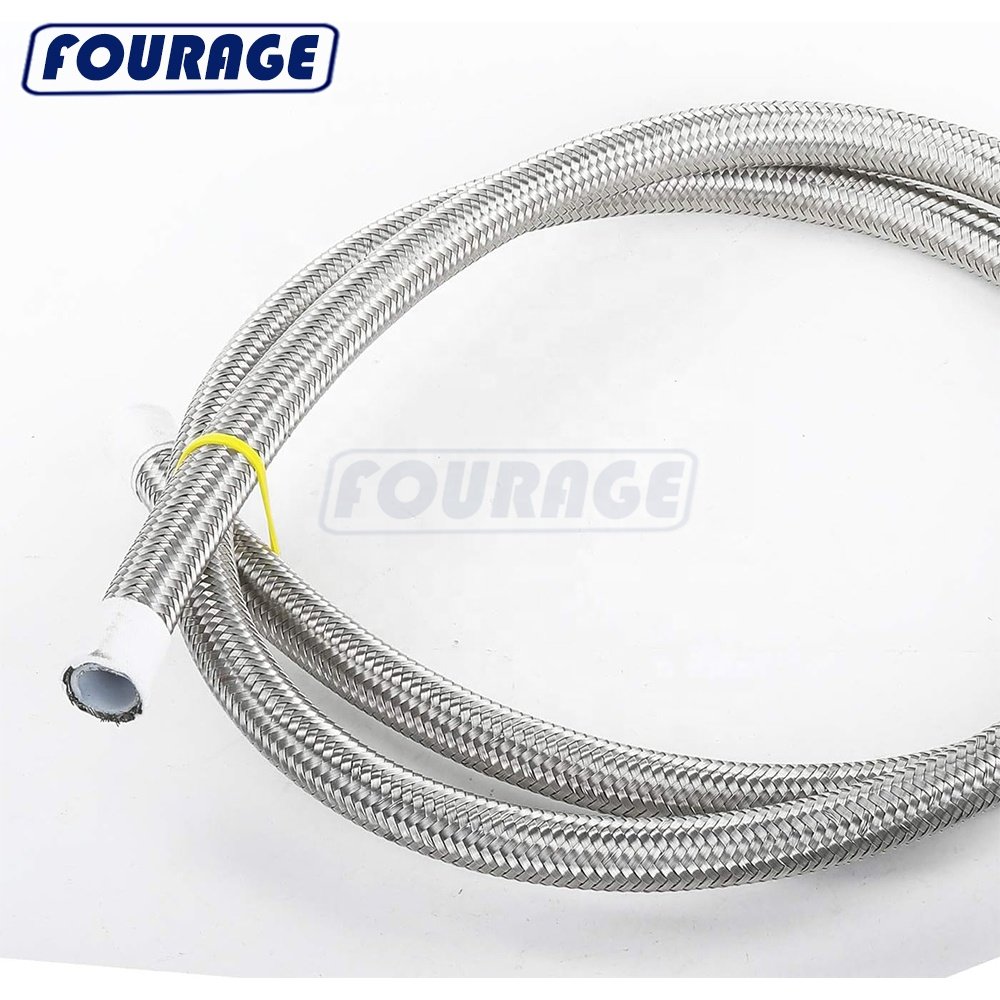 Fourage High Pressure Stainless Steel Braided PTFE Hose Fuel Line for E85 Brake Fuel System