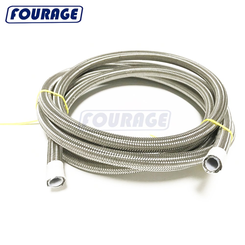 Fourage High Pressure Stainless Steel Braided PTFE Hose Fuel Line for E85 Brake Fuel System