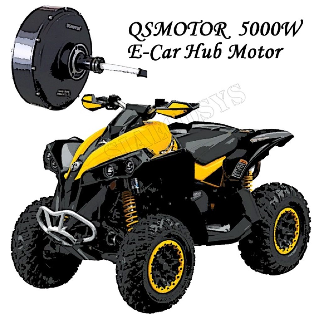 QSMOTOR 12*5inch 5000W 72V 90kph 2wd Single Shaft Hub Motor Electric Car Conversion Kit for Electric ATV Car