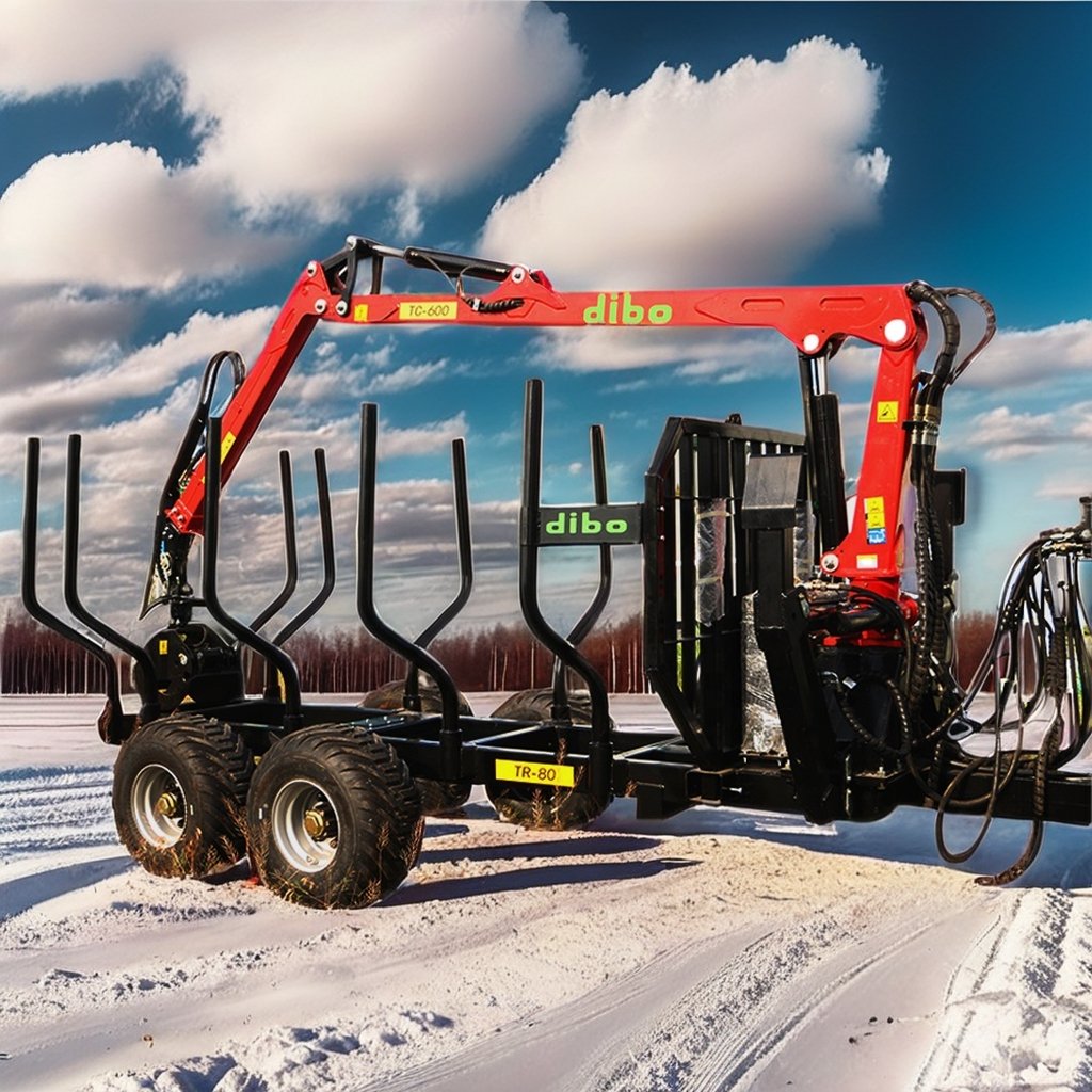 ATV Farm Equipment Folding Arm 4 Rotary Cylinders Lifting Force 2 Ton Gasoline Engine Pump Wood Log Trailer With Crane