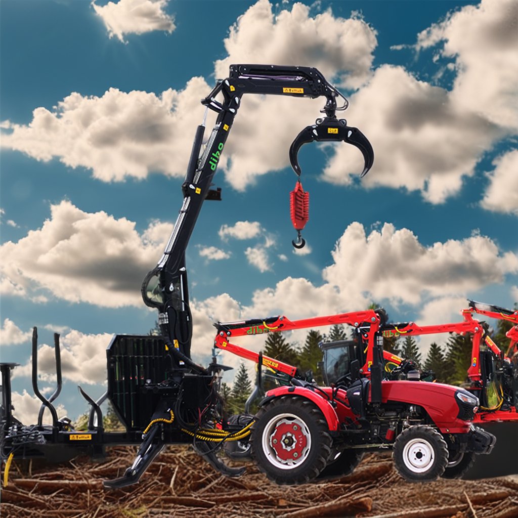ATV Farm Equipment Folding Arm 4 Rotary Cylinders Lifting Force 2 Ton Gasoline Engine Pump Wood Log Trailer With Crane