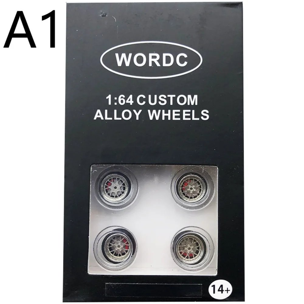 Wholesale 11mm 1:64 DIecast Alloy Car Modified Wheel Caliper Hub with Brake Disc Rubber Tire Parts