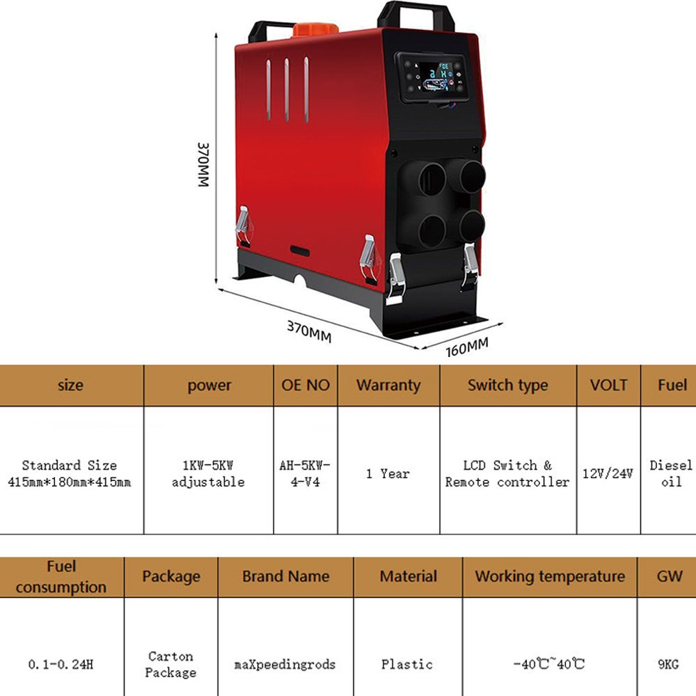 Hot Sale Factory Direct JP Digital Control New 12V Diesel Air Parking Heaters Parking Heater Water