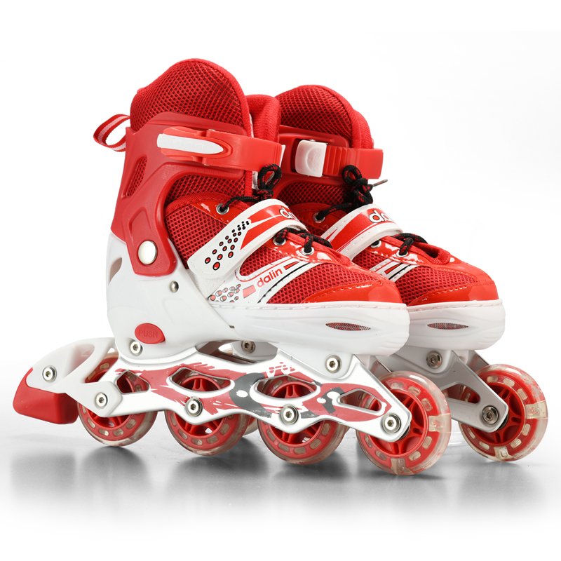 4 Light Wheels Safe Sensitive Brake Cheap Adjustable Patines Portable Flashing Roller Children Kids Pink Inline Skates Shoes