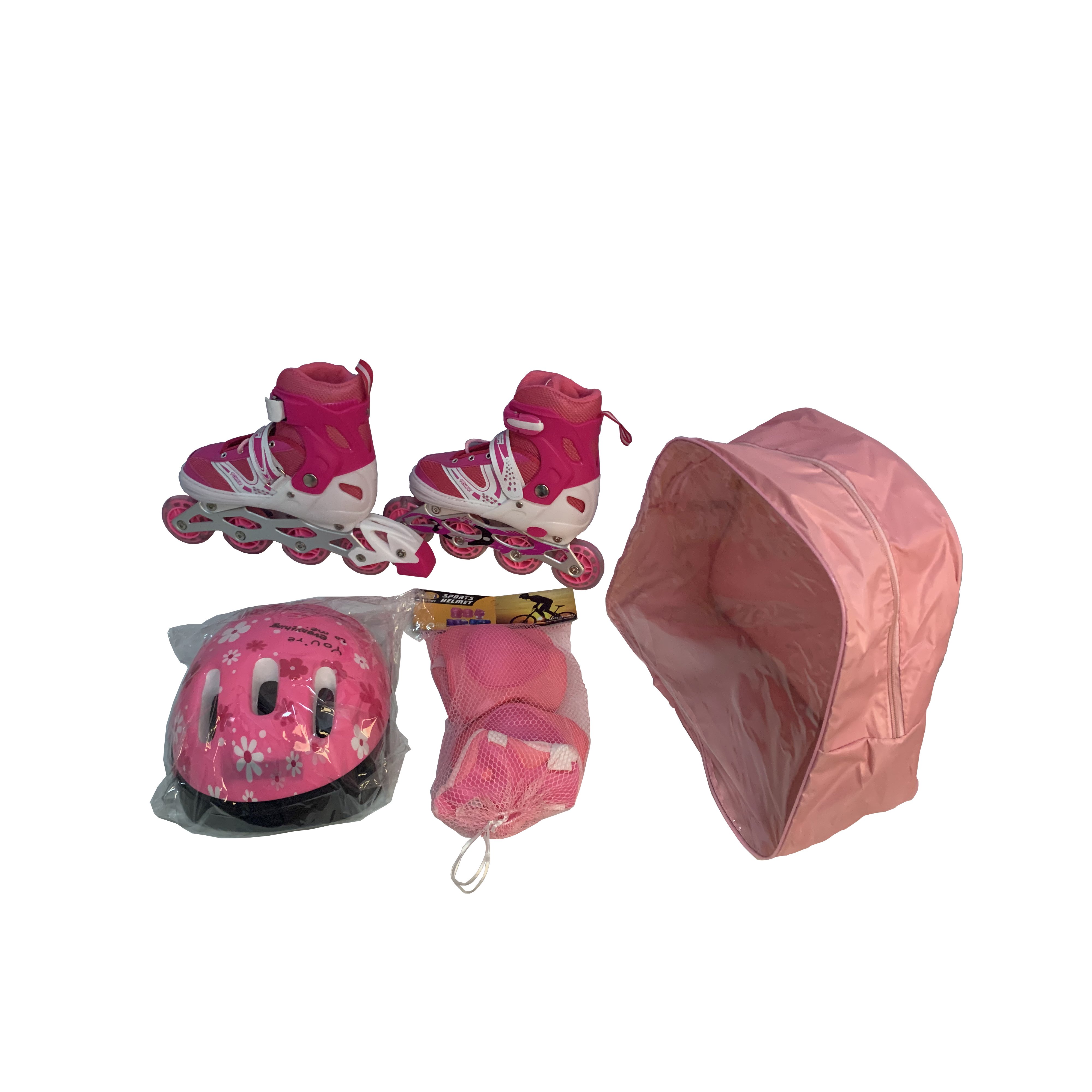 4 Light Wheels Safe Sensitive Brake Cheap Adjustable Patines Portable Flashing Roller Children Kids Pink Inline Skates Shoes