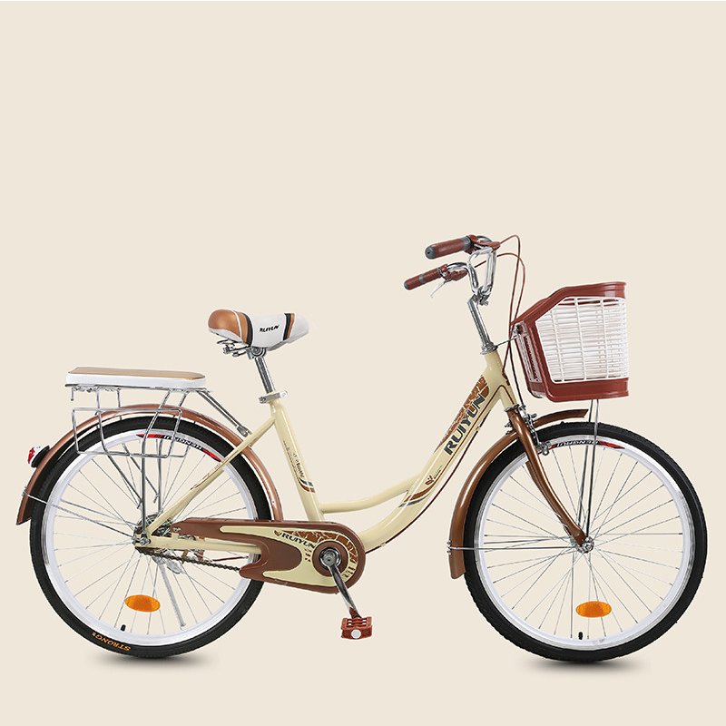 26 Inch Single Speed City Bicycle With Basket With Lady Ladies Pink Bike for Women