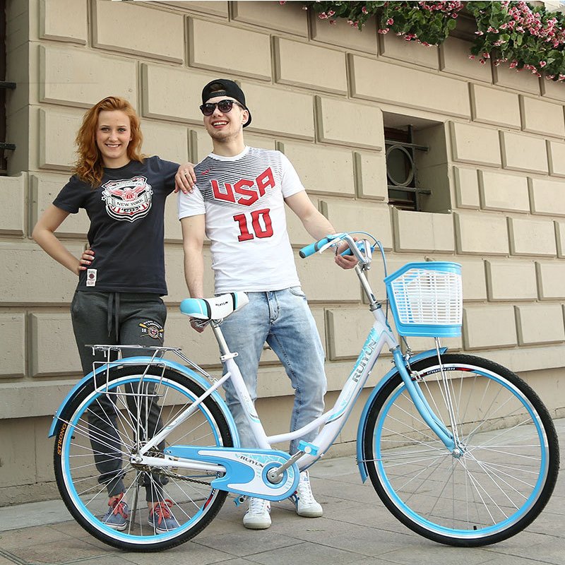 26 Inch Single Speed City Bicycle With Basket With Lady Ladies Pink Bike for Women