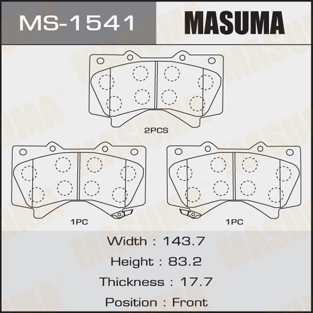 MS-1541X MASUMA Auto Car No Noise Brake Pads System Ceramic Disc 04465-60280 0446560300 ASV40L