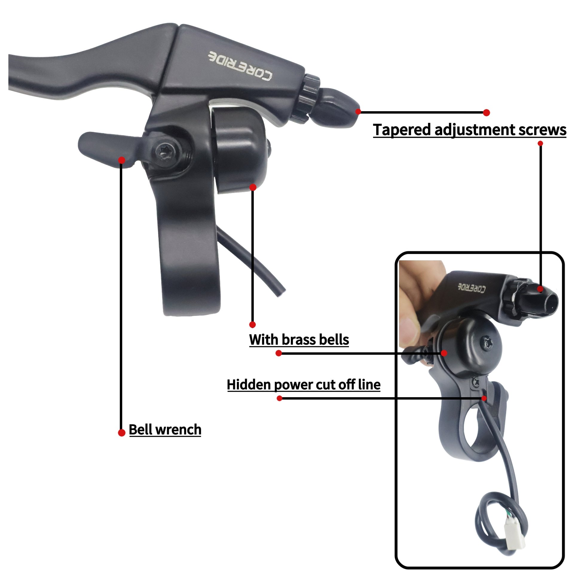 Factory Supply Bicycle Electric Bike Electric Scooter Brake Kit 3-finger Handle Grip Brake Lever Brake Handle Repair Accessories