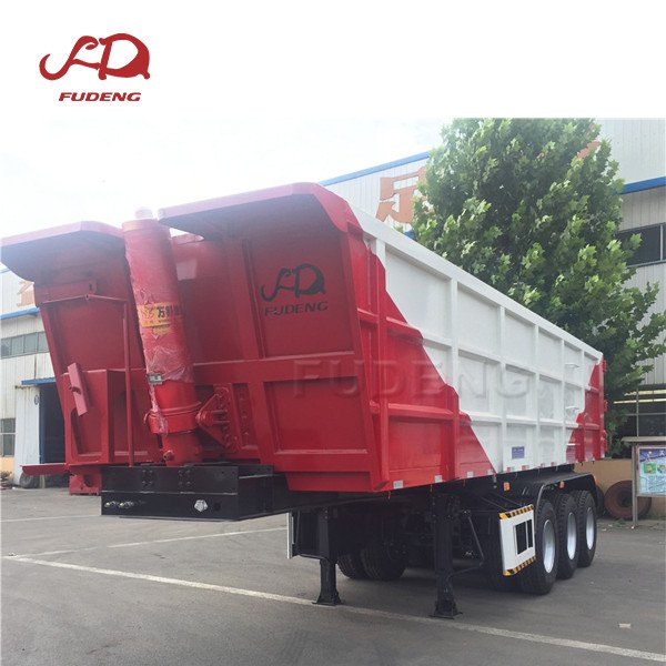 Used 45cbm Dump Truck Trailer with Hydraulic Cylinder 3 Axles Quad Rear Tipping Semi Trailer Made of Steel
