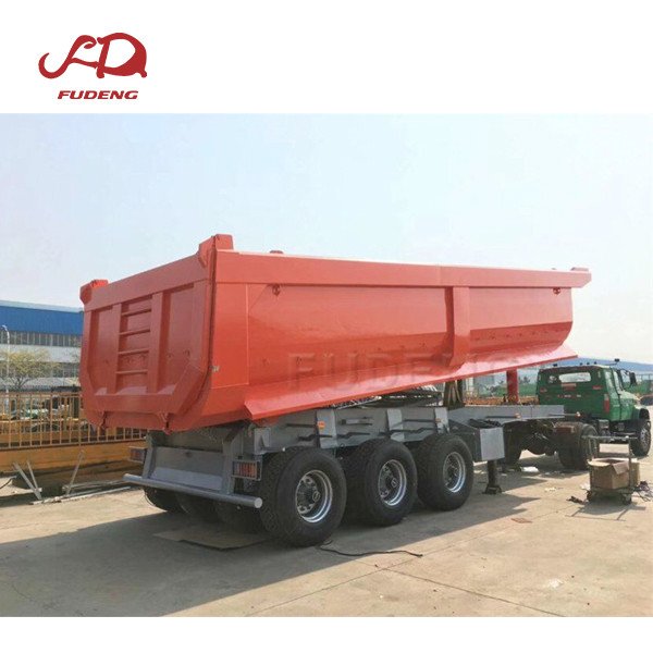 Used 45cbm Dump Truck Trailer with Hydraulic Cylinder 3 Axles Quad Rear Tipping Semi Trailer Made of Steel